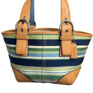Coach vintage y2k striped soho hamptons mini tote bag  9515